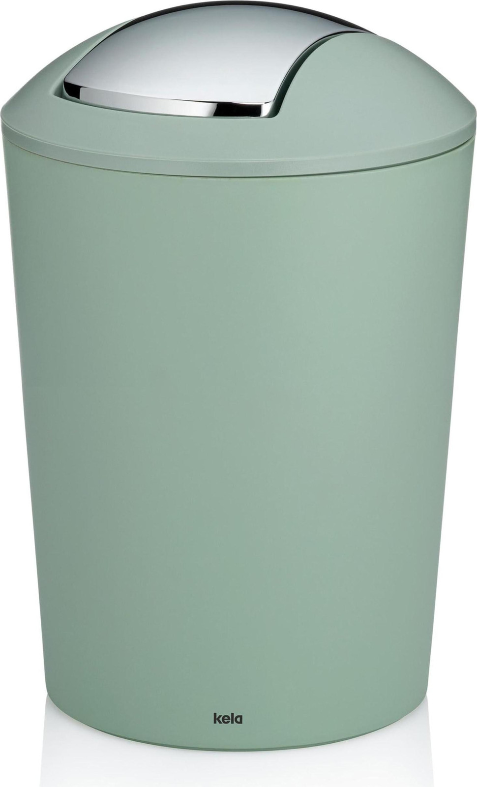 Kela Marta Ronde Kunststof Afvalbak met Roestvrij Staal, Groen, 5 liter, Diameter: 19,5 cm