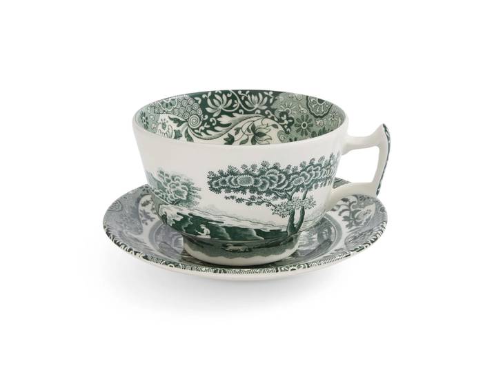 Spode Tasse avec soucoupe Heritage Green Italian Vert, petit-déjeuner, 0,28 L