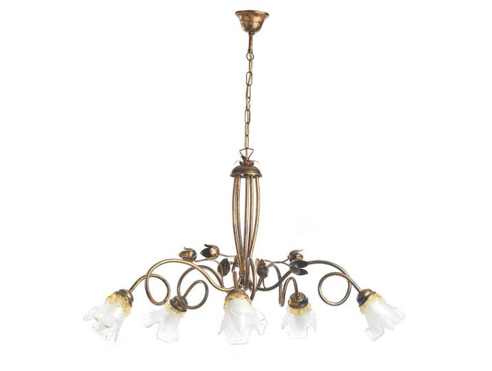 Kronleuchter, Bronzefarben, Metall, Glas, 90 cm, Lampen & Leuchten, Innenbeleuchtung, Hängeleuchten, Kronleuchter