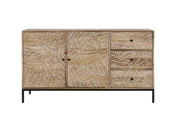 Sideboard Tigano Natur, Weiss, Schwarz Mangoholz, Metall B 42 H 80 cm - Sideboard