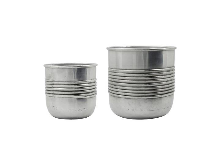 Lot de 2 cache-pots en aluminium argent antique HDGroove