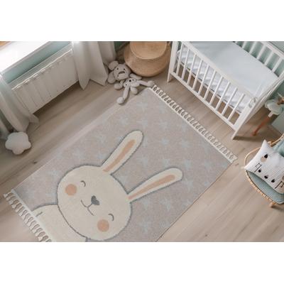 Kinderteppich OBSESSION "My Fano 390", bunt (mehrfarbig), B:160cm H:11mm L:230cm, Polypropylen, Teppiche, Kinderteppich, Motiv Hase, mit Fransen, auch in rund