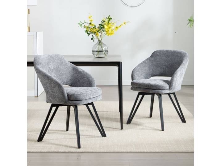 Wahson Chaise de Salle à Manger Lot de 2 Chaise Salle à Manger Moderne Chaise de Salon Pivotante pour Cuisine Chenille Gris