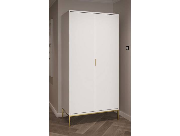 Raumhirsch Furniture Kleiderschrank Austin 100x55x205 cm (Einzelmöbel, Drehtürenschrank mit Regal und Kleiderstange) modernes Design, funktional & langlebig, elegantes Finish