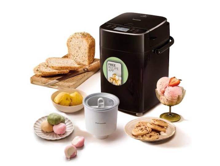 Panasonic SD-PMC100NXE Brotbackautomat 400g & Eismaschine 400ml 34 Programme, 4 Glutenfrei-Programme, Vollautomatischer, Nussverteiler und Hefespender, 13h Zeitvorwahl, Schwarz & Rosegold
