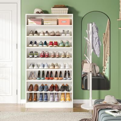 BLUEBELL Shoe Cabinet, 9 Tiers 40-45 Pairs Heavy Duty Wood Freestanding Shoe Storage Cabinet - 9 Tier