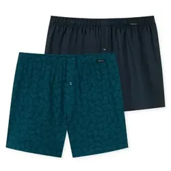 Schiesser 2P Leg Flattering Boxer Shorts Blau Muster Baumwolle Small Herren