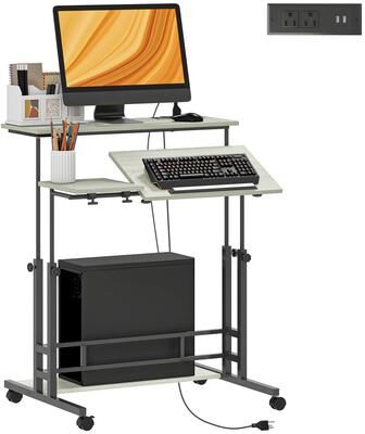 Justmaellc Standing Desk with Power Outlets with Tiltable Tabletop