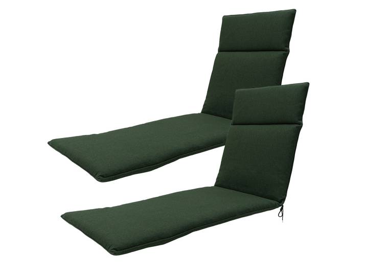 Liegen-Auflagen 2er-Set natur, Polsterauflagen wasserabweisend, grün, 190 x 60 cm