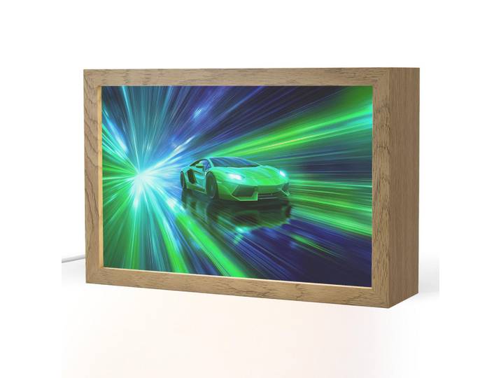 OnlyWow Nachttischlampe - Geschwindigkeit - Leicht - Sportwagen - Grün - 30x20 cm, Holzwerkstoff, Rechteckig, LED integriert, 30x20x8 cm, Lampen & Leuchten, Innenbeleuchtung, Nachtlicht