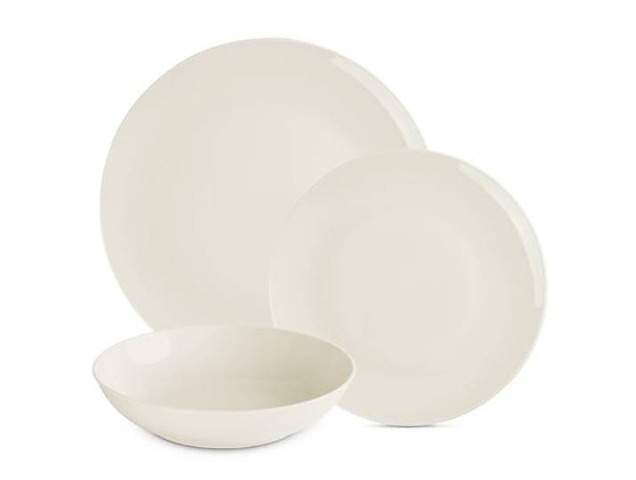 Gerlach Flow Geschirrset Für 6 Personen Teller-Set Aus Porzellan Geschirr 18-Teilig Tafelservice Essservice Suppenteller Speiseteller Weihnachtsgeschirr Moderne Service & Geschirrsets Elfenbeinfarbe