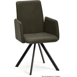 ARMLEHNSTUHL (2er-Set) Daune 52x92x60 Schwarz/Khaki