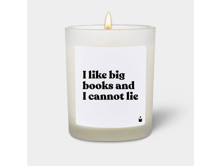 Duftkerze Weiss Woody I like big books and I cannot lie