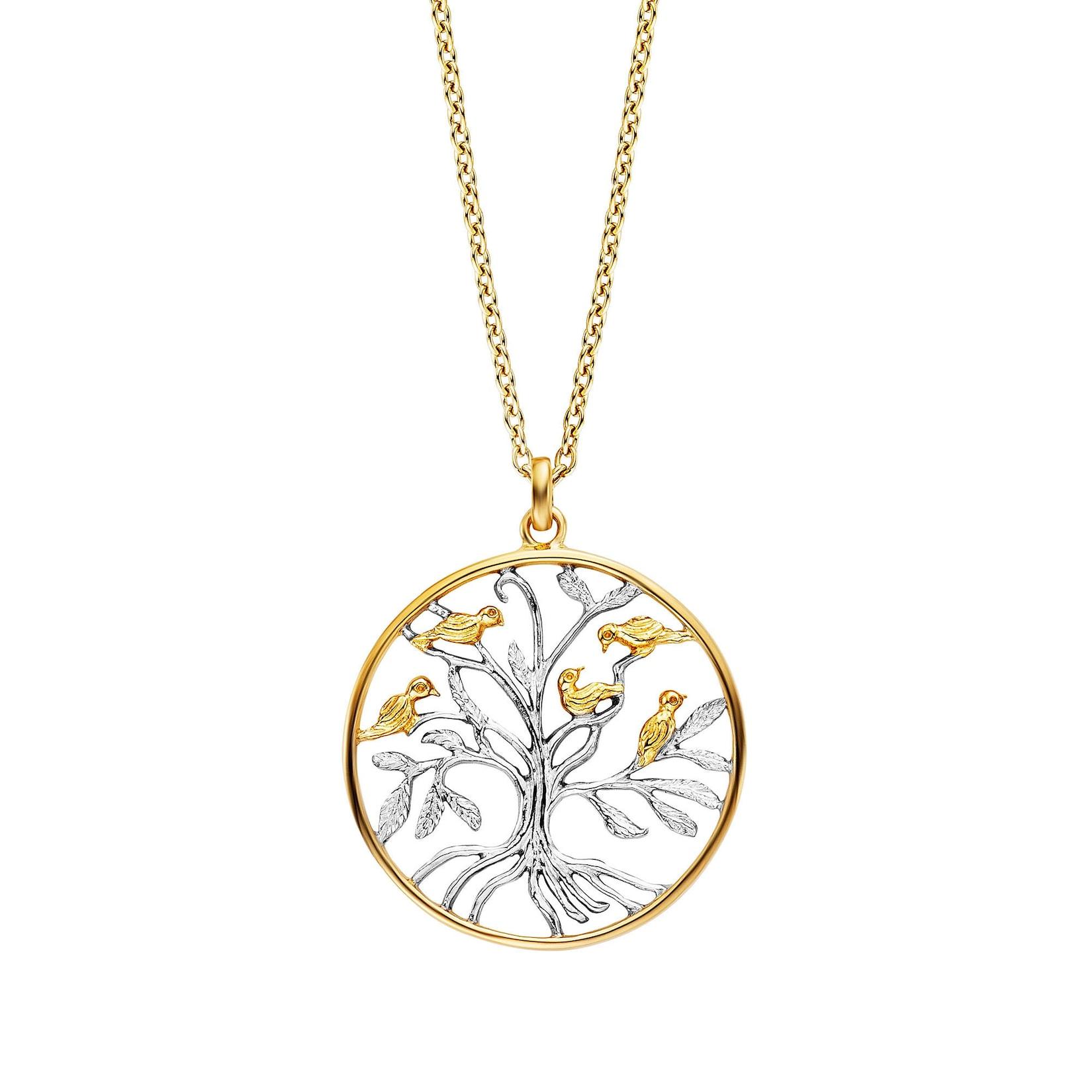 Julie Julsen Anhänger mit Kette 925/- Sterling Silber rhodiniert teils vergoldet Lebensbaum
