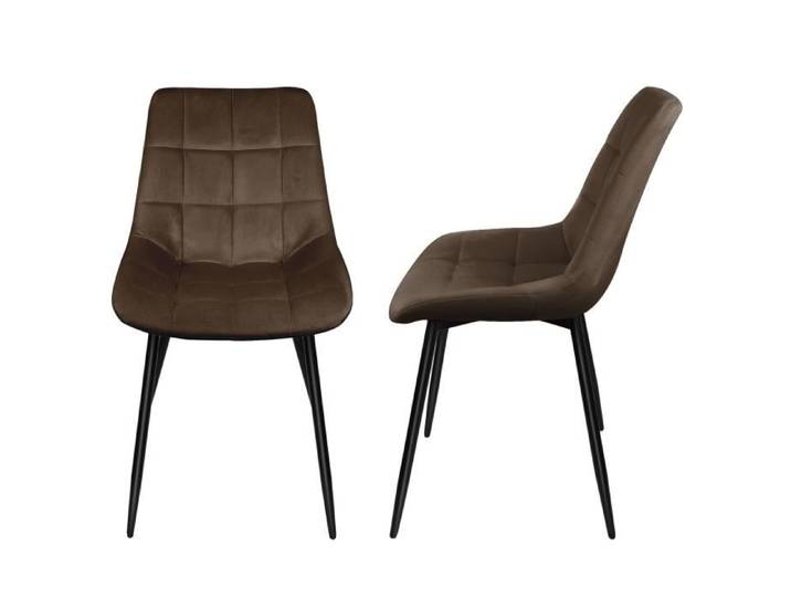 Chaise de salle à manger - JEOBEST - Lot de 2 - Marron - Métal et Velours - Design Contemporain