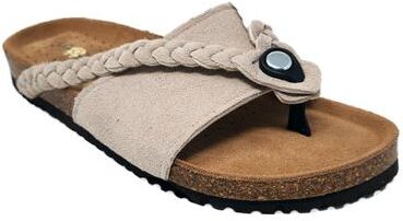 Women's Leather Braided Thong Footbed Sandal by GaaHuu in Tan (Size 9 M)