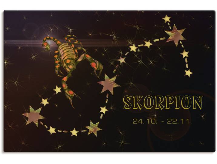 Wandbild ARTLAND Sternzeichen - Skorpion , gold (farbe bild(er): goldfarben), B:30cm H:20cm, Bilder, Wandbild, als Leinwandbild, Poster in verschied. Grössen