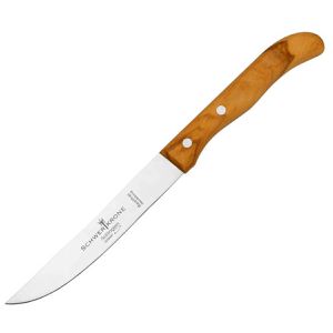 Schwertkrone Steakmesser MO24101, 12,5 cm Edelstahlklinge mit glattem Schliff, Olivenholzgriff