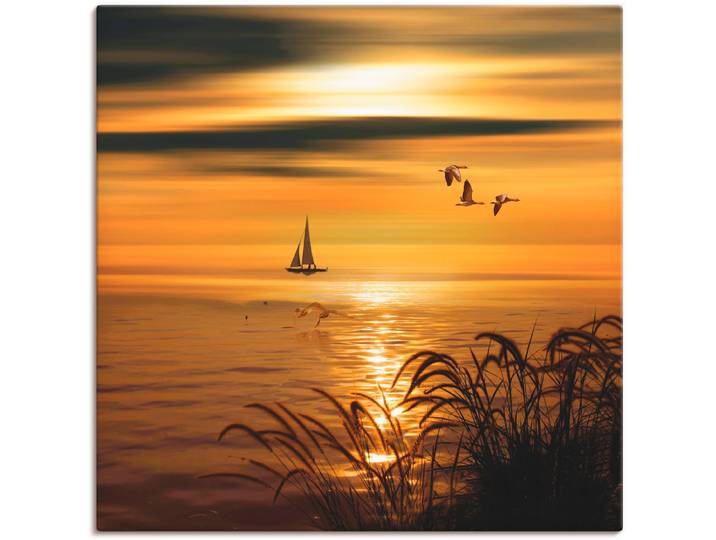 Leinwandbild ARTLAND Goldene See Impressionen , gold (farbe bild(er): goldfarben), B:50cm H:50cm, Bilder, Leinwandbild, auf Holzrahmen gespannt