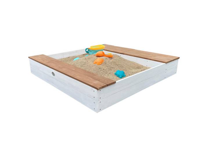 Sandkasten, Braun, Weiss, Holz, Hemlocktanne, 117x18.7x119 cm, unisex, EN 71, CE, FSC 100%, hoher Rand, mit Holzschutz vorbehandelt, Freizeit & Co, Outdoor-Spielzeug, Sandkasten
