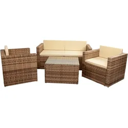 TISCH, SOFA und SESSEL, 4-tlg, braun