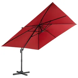Helloshop26 - Freiarm-Sonnenschirm 300 x 300 x 273 cm mit 360°-Drehung und verstellbarer Neigung modernes Design weinrotes Polyester 20_0018479
