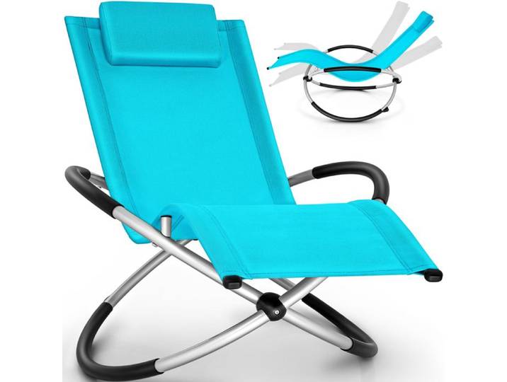 tillvex Chaise Longue de Jardin pour la Relaxation Bleu Fauteuil Pliant Résistante aux Intempéries Charge de 180KG