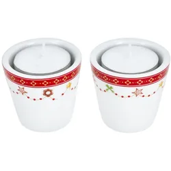 2er Set Weihnachtstraum Teelichthalter Höhe 5,1cm aus Porzellan