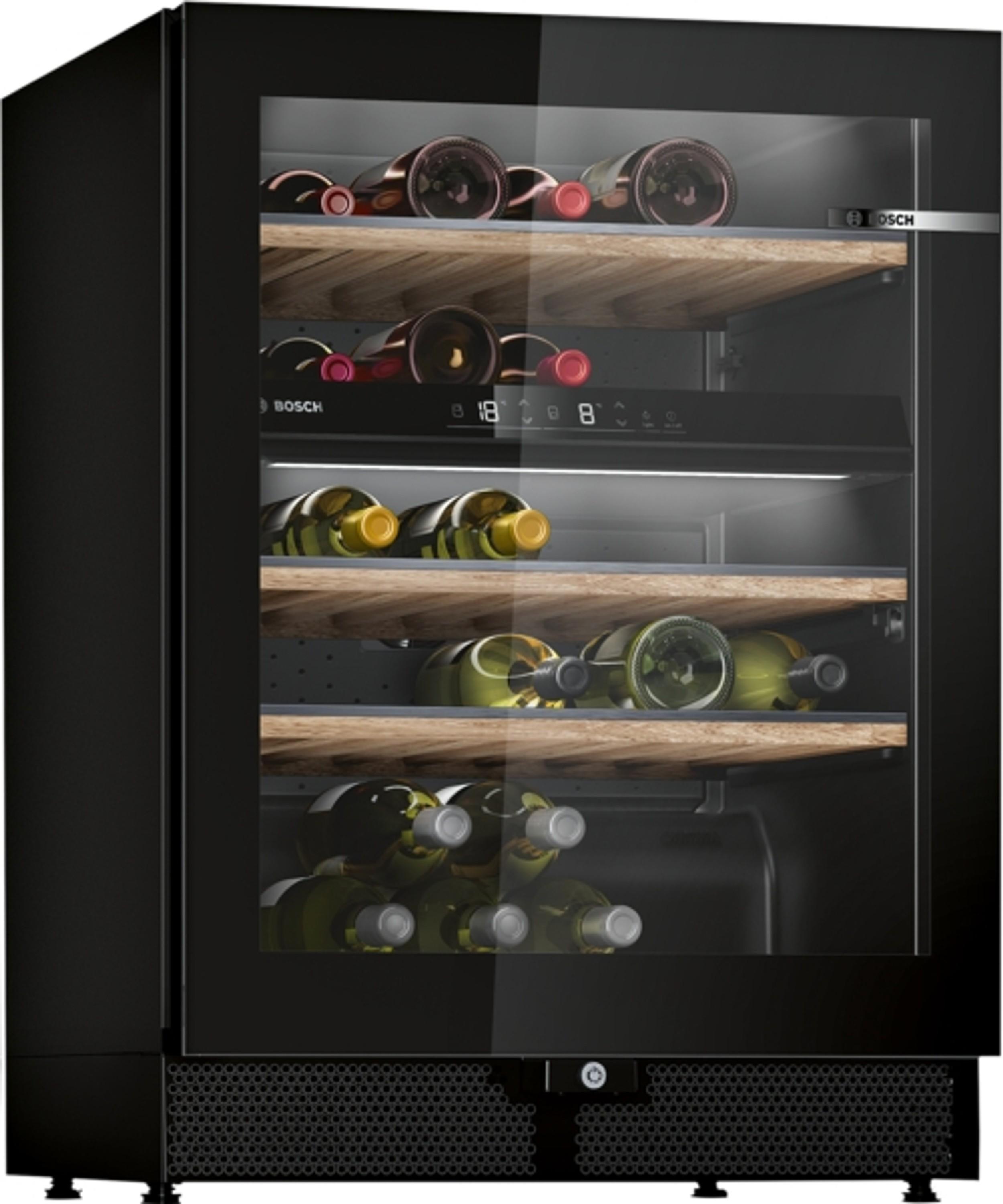 Bosch Serie 6 KWK16ABGB, Weinkühler mit Kompressor, Freistehend, 44 Flasche(n), 60 W, G, Schwarz