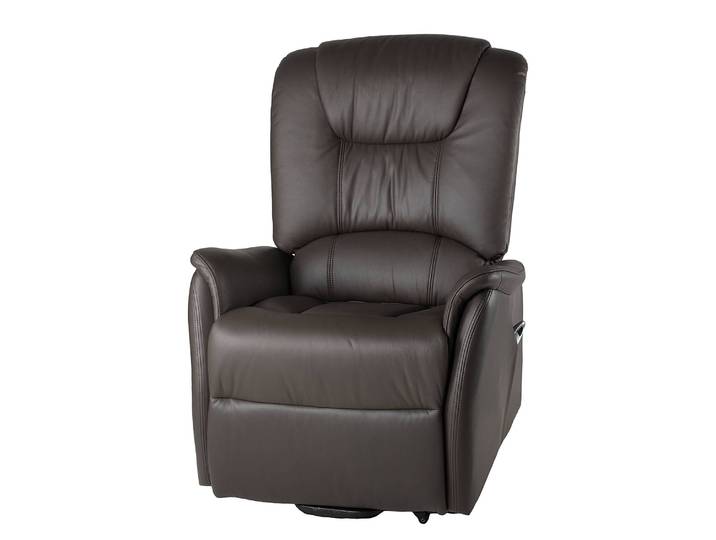 home24 Tv-fauteuil Messina XXL bruin/bruin Bekleding: leer Frame: metaal 84 x 97 x 94cm