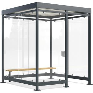 WSM Personenunterstand Economy Köln K2 c/b, anthrazit, 3 Wände + Windfang aus Glas, 217 x 217cm (B/T), für 4 Personen