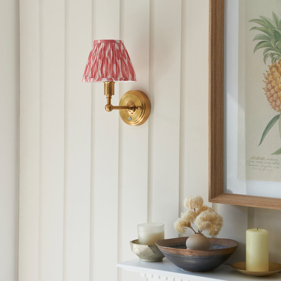 Heritage Hues Burley Rechargeable LED Rechargeable and Ikat 16cm neutral shade Wall Sconce Coral Pink 23.6cm H X 16cm W X 21.8cm D