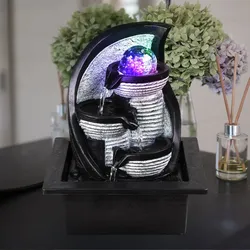 Hochwertiger RGB LED Tisch Brunnen RGB Farbwechsel Beleuchtung Stand Wasser Spiel Kugel Globo 93022