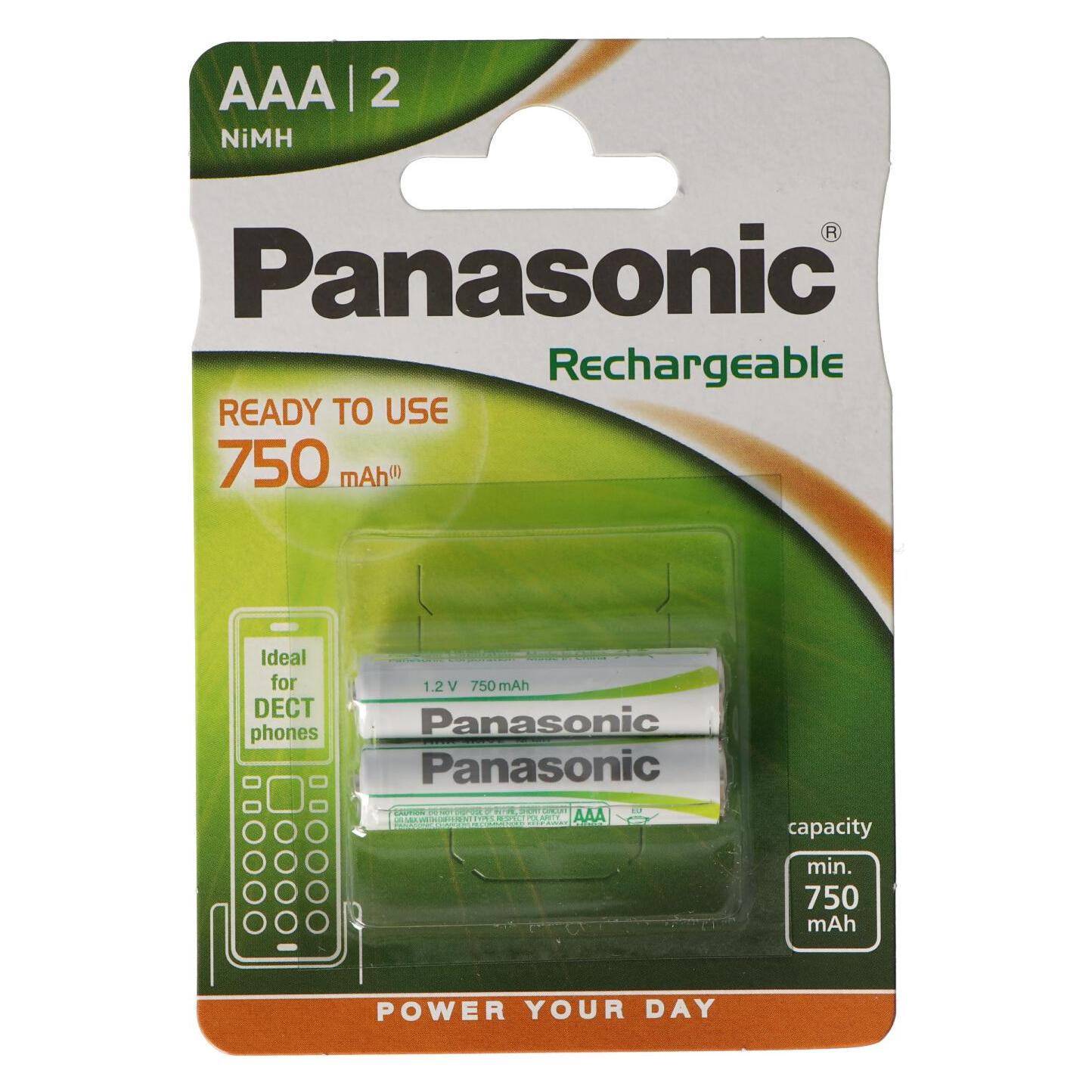 Panasonic Rechargeable DECT (2 Stk., AAA, 750 mAh) (HHR-4MVE/2BD)