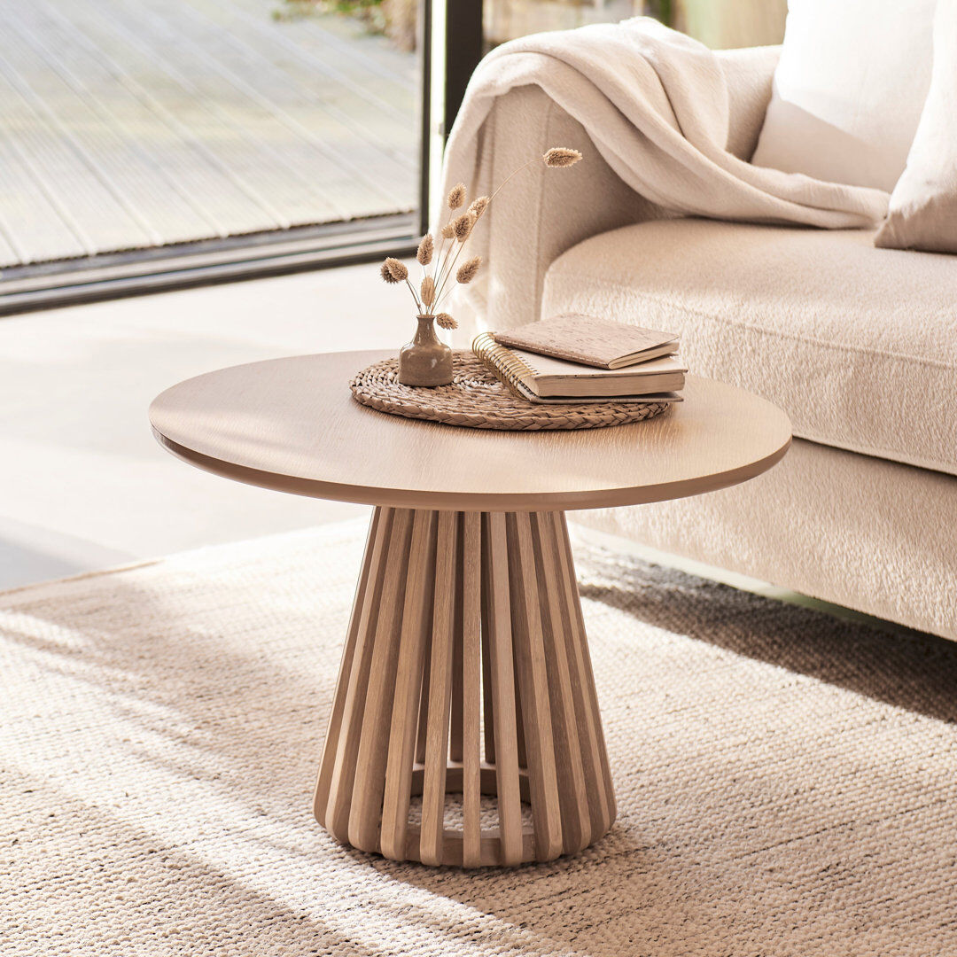 ClassicLiving Hopley Round 60Cm L Outdoor Coffee Table Whitewash Oak