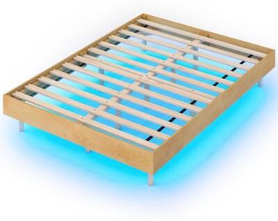 Costway Twin/Full/Queen Size Floating Bed Frame with LED Lights for Bedroom-Full