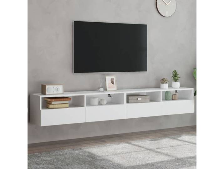 2024 MODERNE Meubles TV Table TV - muraux 2 pcs blanc 100x30x30 cm - Support télévision bois d'ingénierie Salon69507