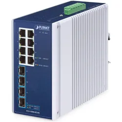 Planet IP30 Industrial 8-Port (8 Ports), Netzwerk Switch, Silber, Blau