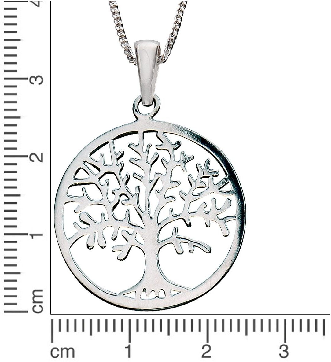 Kette mit Anhänger FIRETTI "Schmuck Geschenk Silber 925 Halsschmuck Halskette Panzerkette Baum", silber (silberfarben), Halsketten, Damen, Silber 925 (Sterlingsilber), L: 45, Kette mit Anhänger