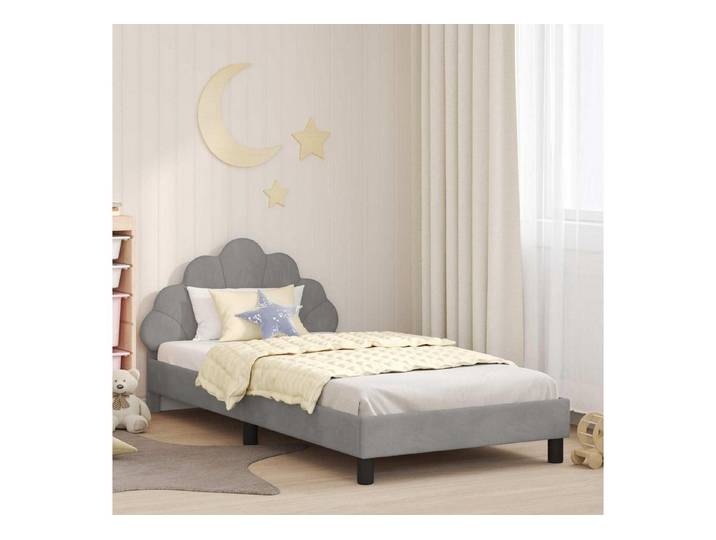 LuxusKollektion Einzelbett Bett 80x200 Samt Hellgrau