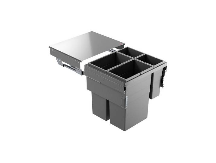Hailo Einbaumülleimer Hailo Abfallsammler 3619841 Euro-Cargo 2x 35 + 2x 10 Liter dunkelgrau