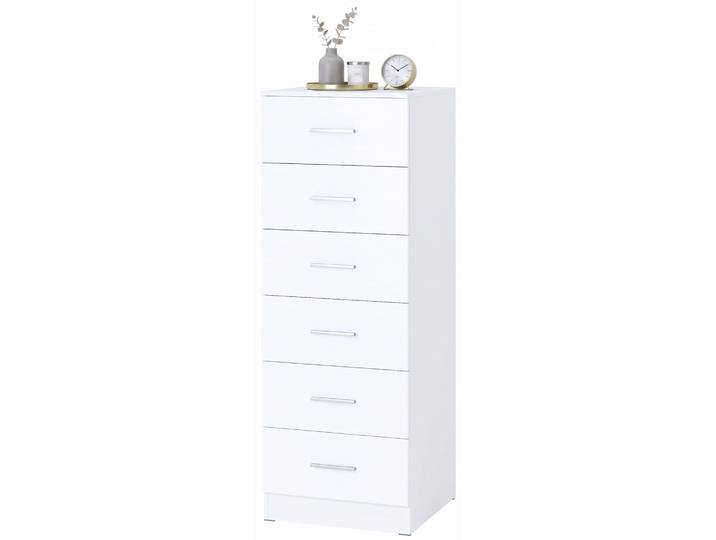 HOMCOM Kommode mit 6 Schubladen, 40 x 40 x 110 cm, Weiß in Holzoptik