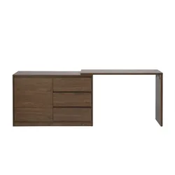 Modulierbarer Schreibtisch mit dunkelbrauner Walnuss-Holzoberfläche L110-200.5 cm CONRAD