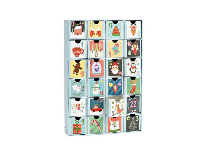 Adventskalender G. Wurm Christmas 26 x 39 x 6 cm , bunt, B:26cm H:39cm T:6cm, Karton, Adventskalender, Adventskalender