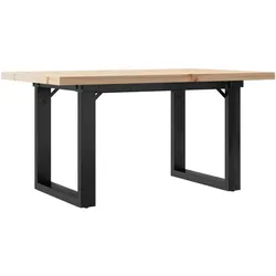 vidaXL Couchtisch O-Gestell 80x50x40,5cm Massivholz Kiefer & Stahl