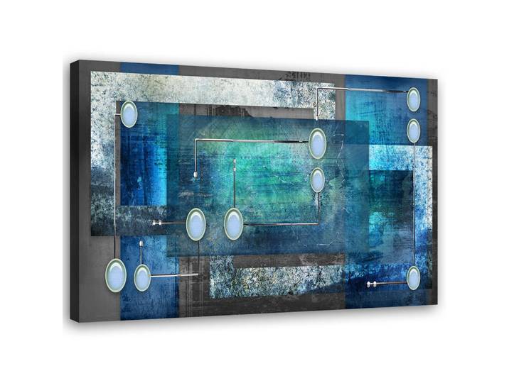 Feeby Leinwandbild Blaue Abstraktion 3d 120x80cm, Rechteckig, 120x80 cm, Bilder & Rahmen, Bilder, Leinwandbilder
