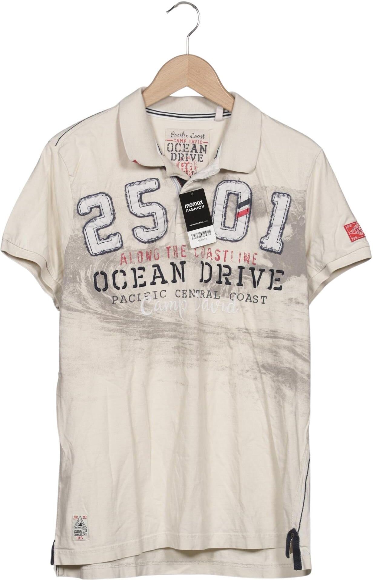 Camp David Herren Poloshirt, Beige, Gr. L, Baumwolle - Second Hand