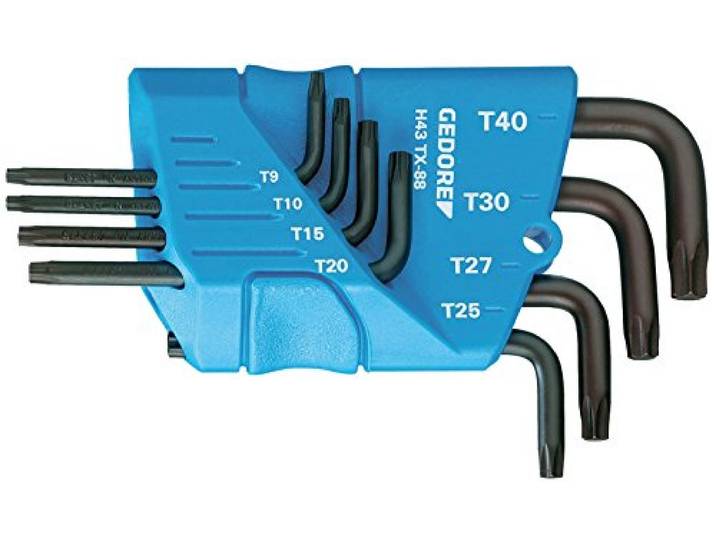 Jeu de tournevis coudés sur support 8 pces TORX T9-T40