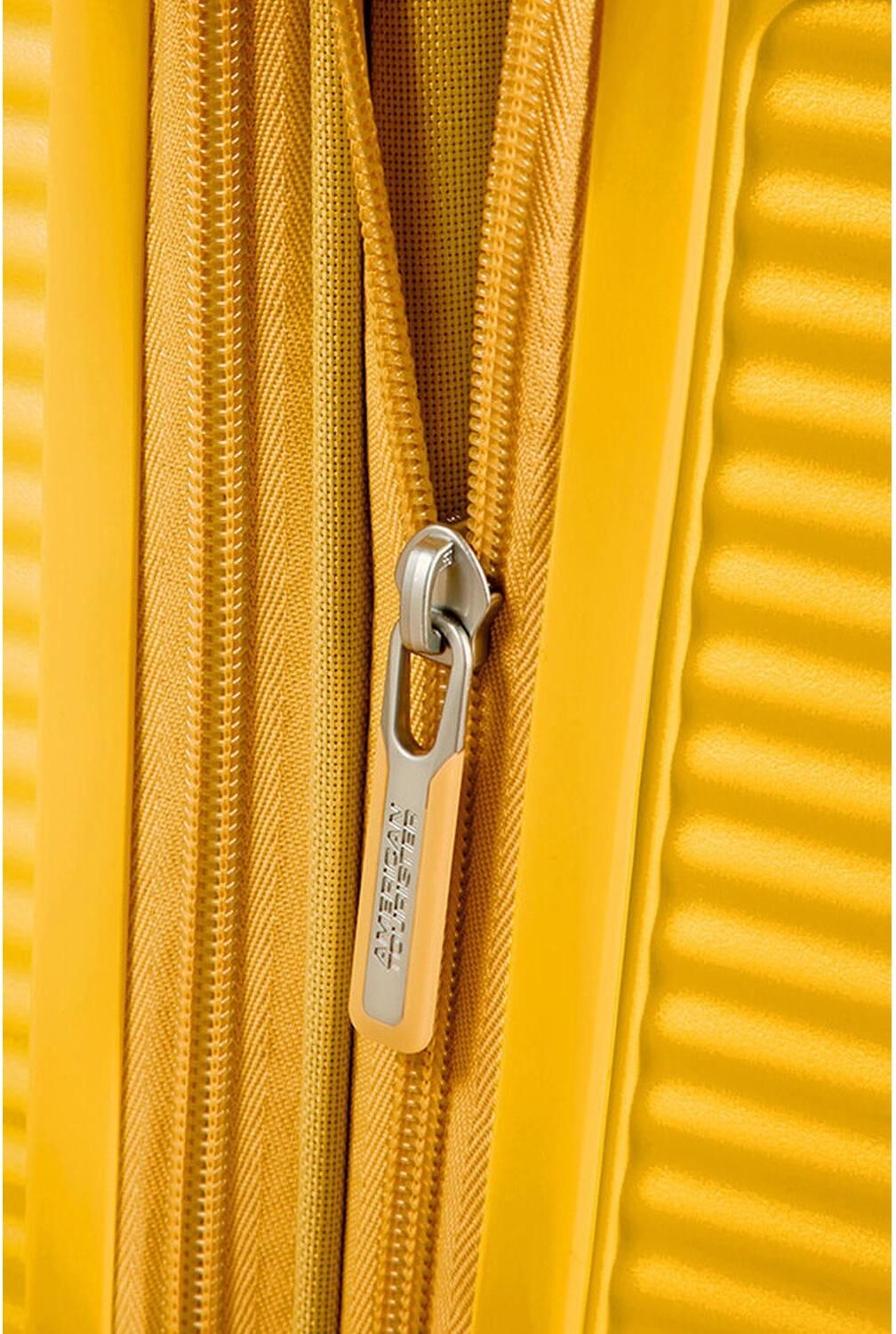 Koffer AMERICAN TOURISTER "Soundbox", Damen, Gr. B/H/T: 46,5cm x 67cm x 29cm, gelb, Polypropylen, Koffer Koffer gelb B/H/T: 46,5cm x 67cm x 29cm