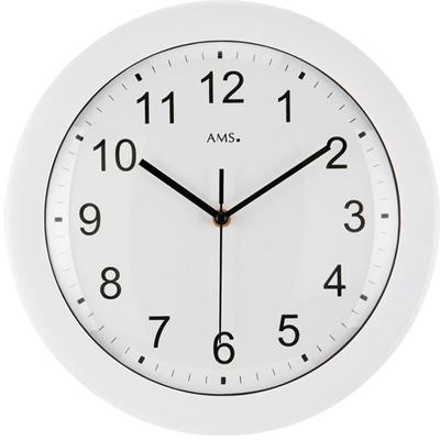 Funkwanduhr AMS "F5934", weiß, Wanduhren, B/H/L: 4cm, Quarzuhr,Wohnzimmer,Esszimmer,Küche,Arbeitszimmer,Büro, Flur